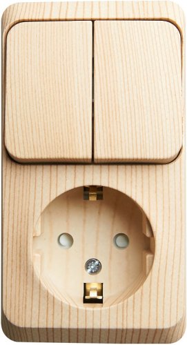 Блок накладной Systeme Electric Этюд Дача розетка 1-м.+выключатель 2-кл. сосна картинка